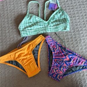 Jolyn Clothing Mint Green, Orange, and Pink-Blue Bikinis